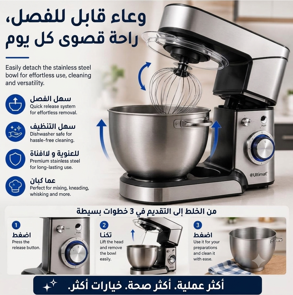 عجانة رويال سويس (Royal Swiss) الاحترافية 3 في 1 بقوة 1400 واط - الصورة 2