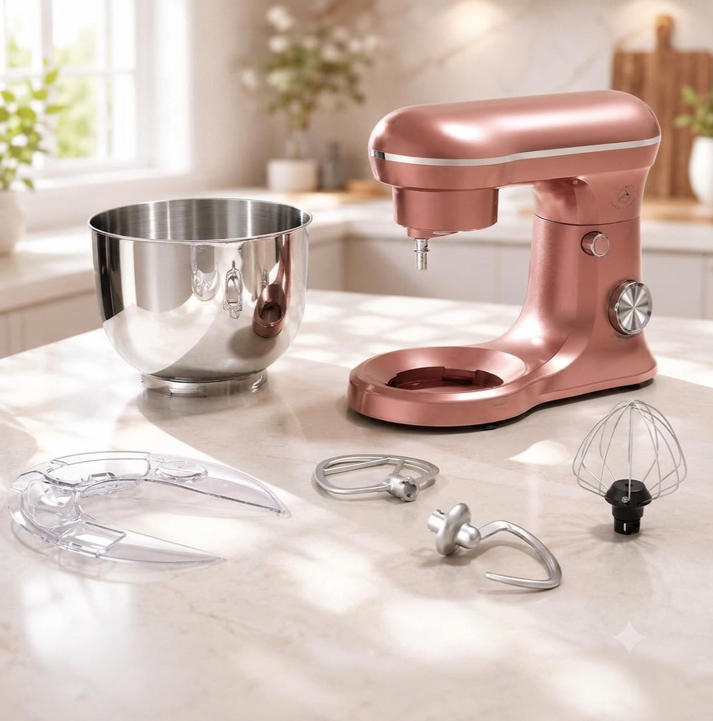 Royal Swiss Robot Pâtissier Professionnel- 2000W 8,5L – Robot Cuisine Professionnel Planétaire – Pétrin Électrique Grande Capacité avec Bol Inox 304 – 6 Vitesses – Crochet, Fouet & Batteur - الصورة 3